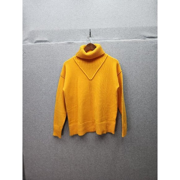 Attitudes By Renée Womens Mustard Yellow Turtleneck Sweater S Soft Ribbed Knit - Picture 1 of 5